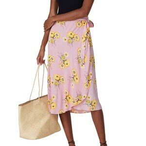 Madewell Wrap Midi Skirt in Dutch Dandelions, Size 2